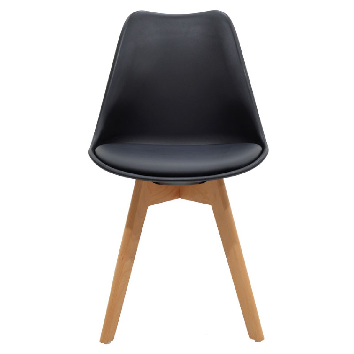 Καρέκλα Gaston pakoworld PP-PU μαύρο-φυσικό πόδι 53.5x48.5x83εκ