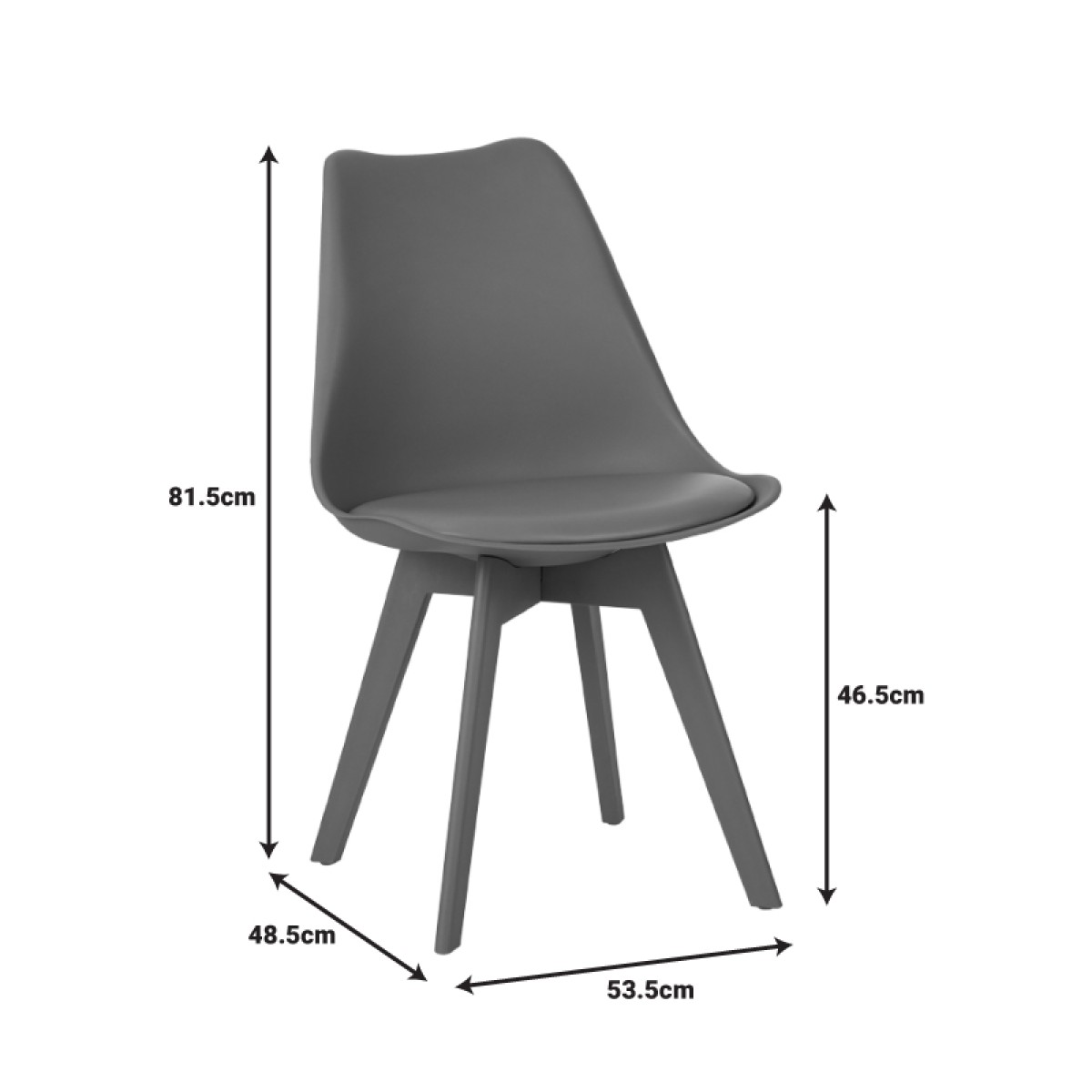 Καρέκλα Gaston I pakoworld PP-PU σε μαύρη απόχρωση 48.5x53.5x81.5εκ