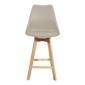 Σκαμπό μπαρ Gaston pakoworld pp-pu σε cappuccino απόχρωση και ξύλινο πόδι 49x56x112εκ
