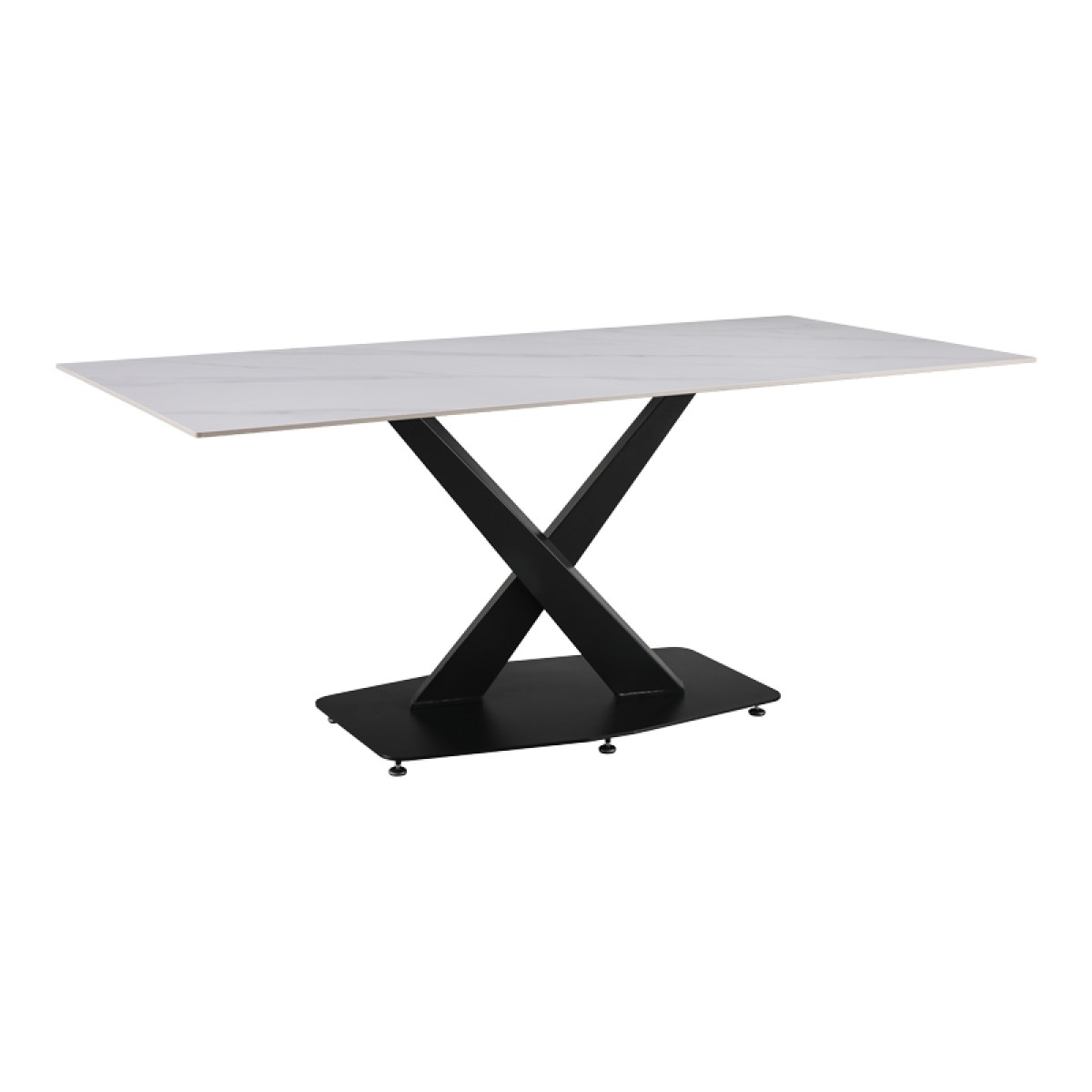 Τραπέζι Tafel pakoworld Sintered stone λευκό με μεταλλικά πόδια σε μαύρη απόχρωση 180x90x76εκ