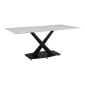 Τραπέζι Tafel pakoworld Sintered stone λευκό με μεταλλικά πόδια σε μαύρη απόχρωση 180x90x76εκ