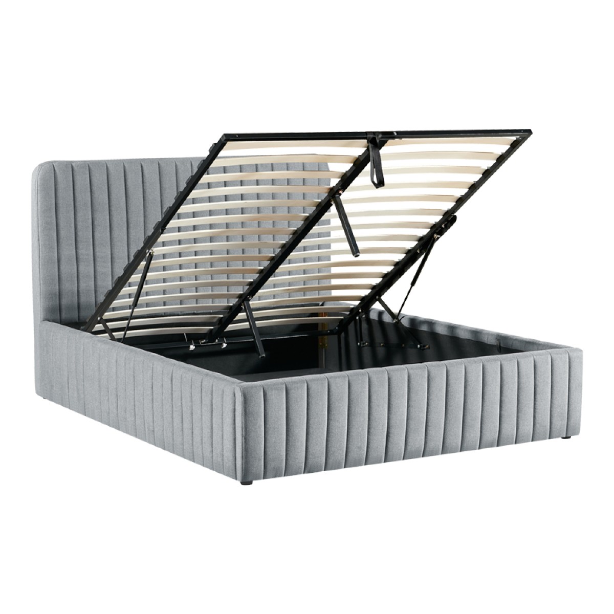 Κρεβάτι διπλό Zilin pakoworld ύφασμα ανθρακί 160x200εκ
