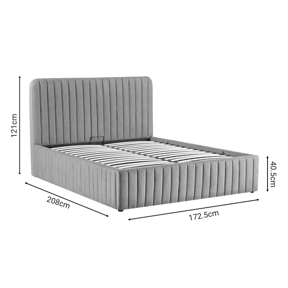 Κρεβάτι διπλό Zilin pakoworld ύφασμα ανθρακί 160x200εκ