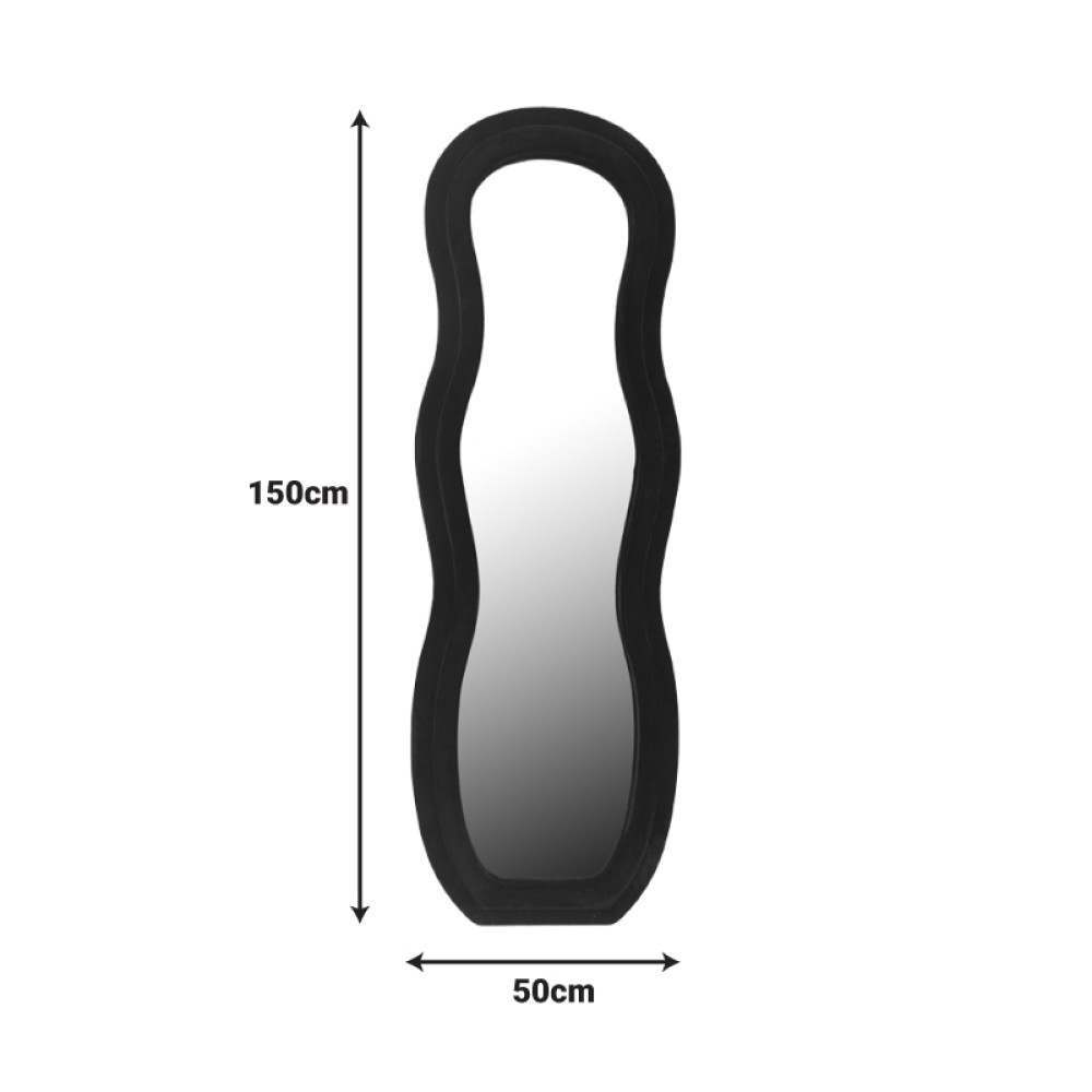 Καθρέπτης Glinde Inart βελούδο σε μαύρη απόχρωση 50x3.3x150εκ