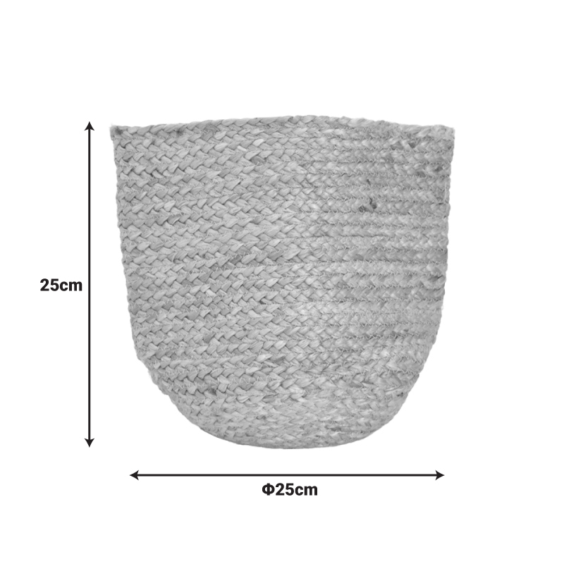 Διακοσμητικό καλάθι Mideko Inart γιούτα σε φυσική απόχρωση Φ25x25εκ