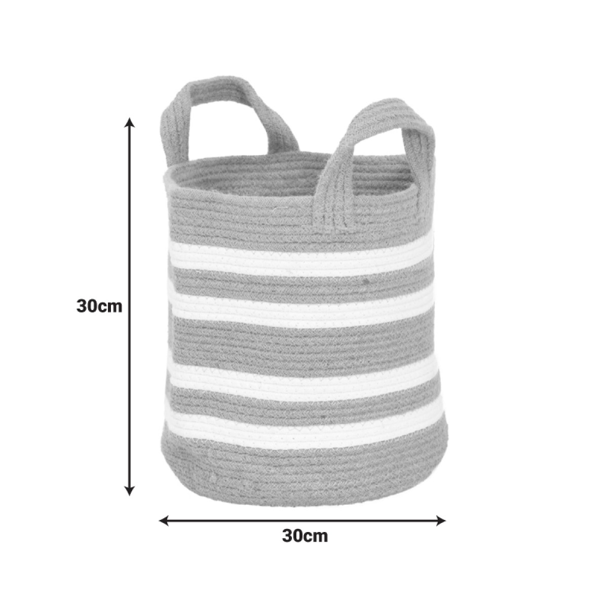Διακοσμητικό καλάθι Mibra Inart βαμβάκι-γιούτα σε μπεζ-λευκή απόχρωση Φ30x30εκ