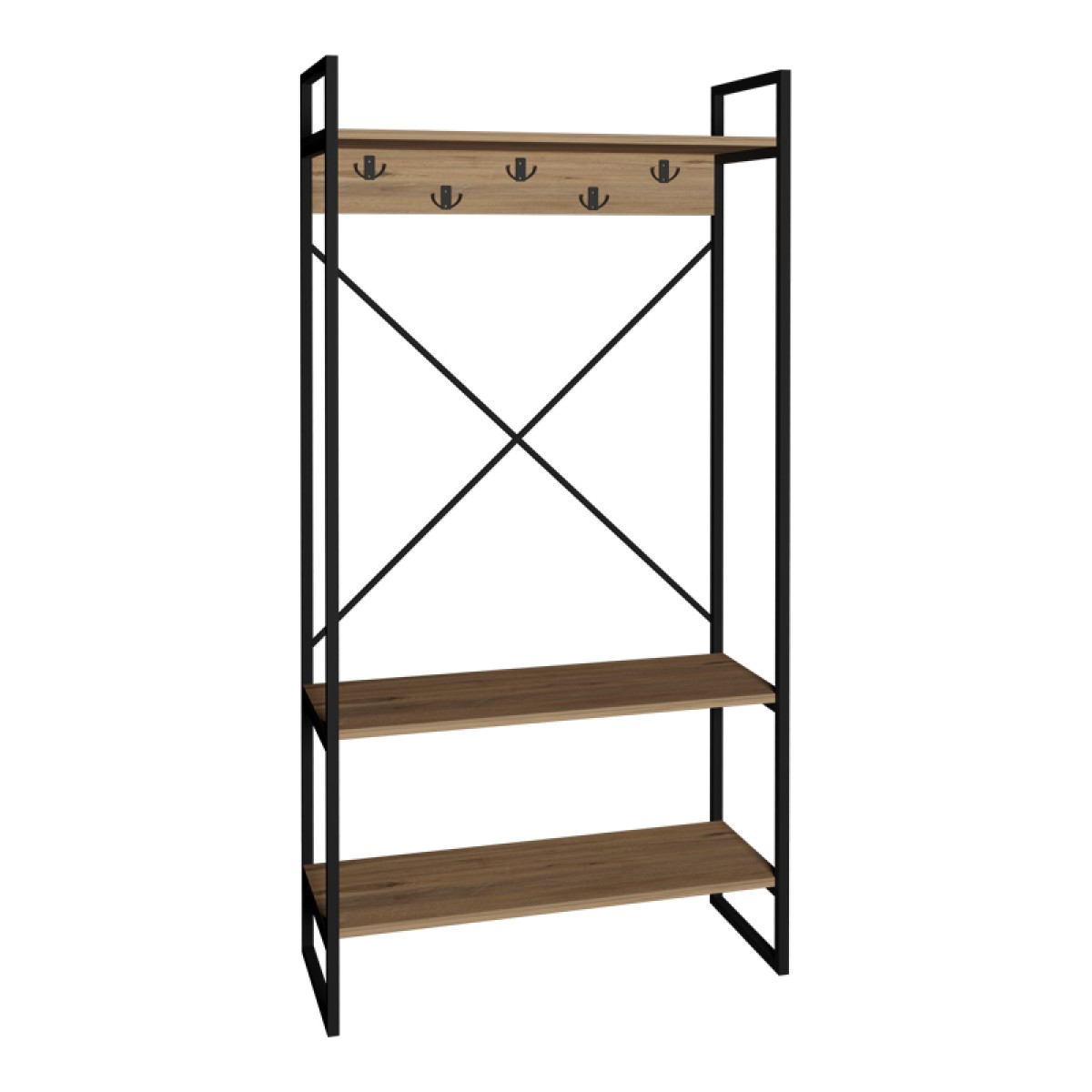 Έπιπλο εισόδου Levento pakoworld oak με μαύρο μεταλλικό σκελετό 88x34x180εκ Έπιπλο εισόδου Levento pakoworld oak με μαύρο μεταλλικό σκελετό 88x34x180εκ