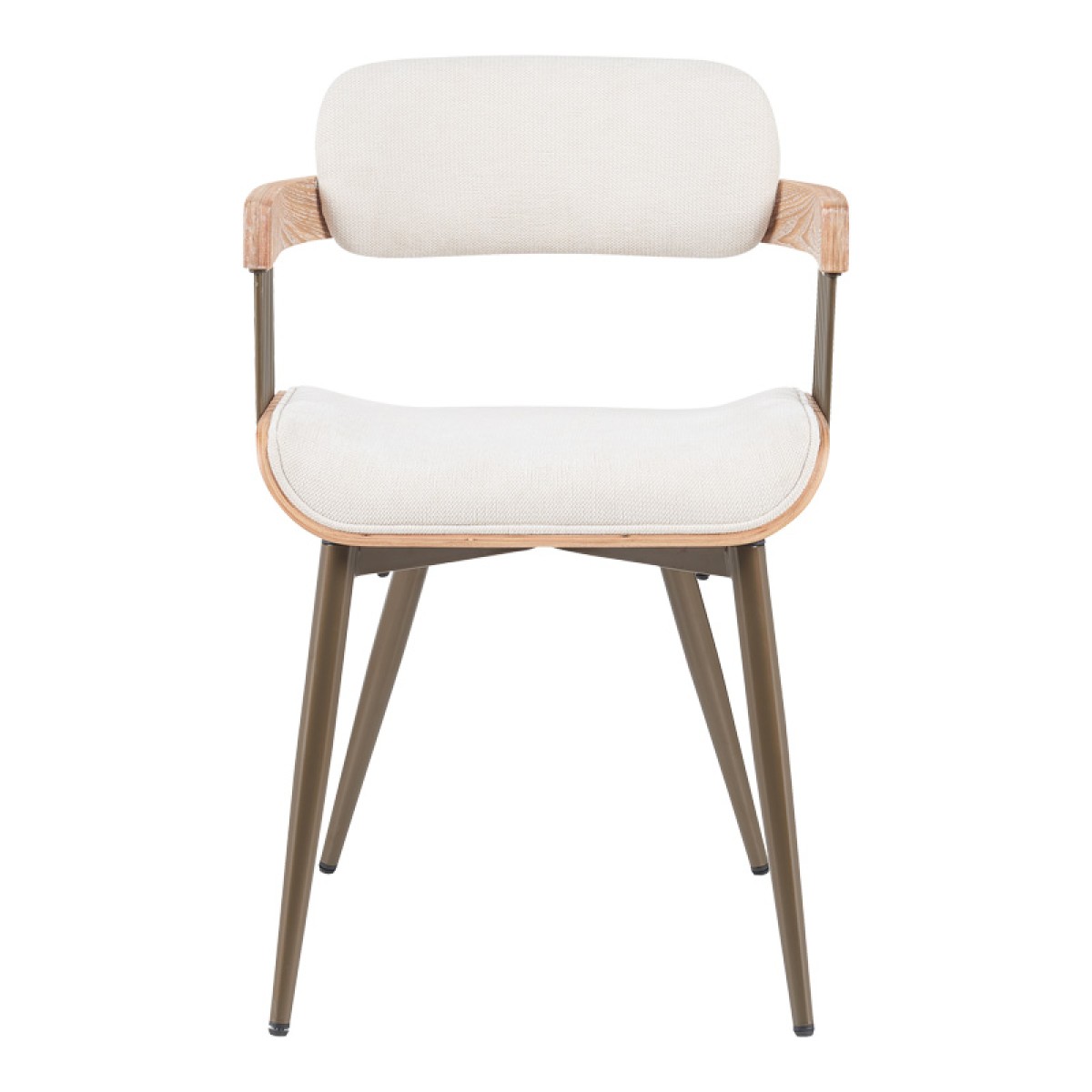 Πολυθρόνα Cameo pakoworld μέταλλο μπρονζέ-white-wash ξύλο-μπέζ ύφασμα 53x49.5x75.5εκ