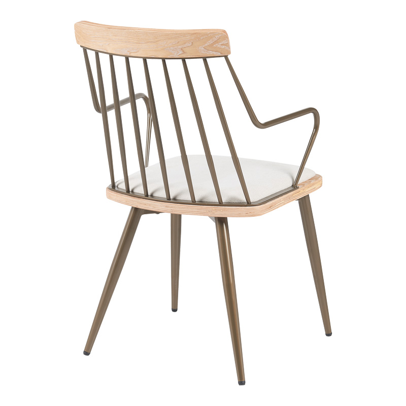 Πολυθρόνα Posse pakoworld μέταλλο μπρονζέ-white wash ξύλο-μπεζ ύφασμα 52x59x83εκ