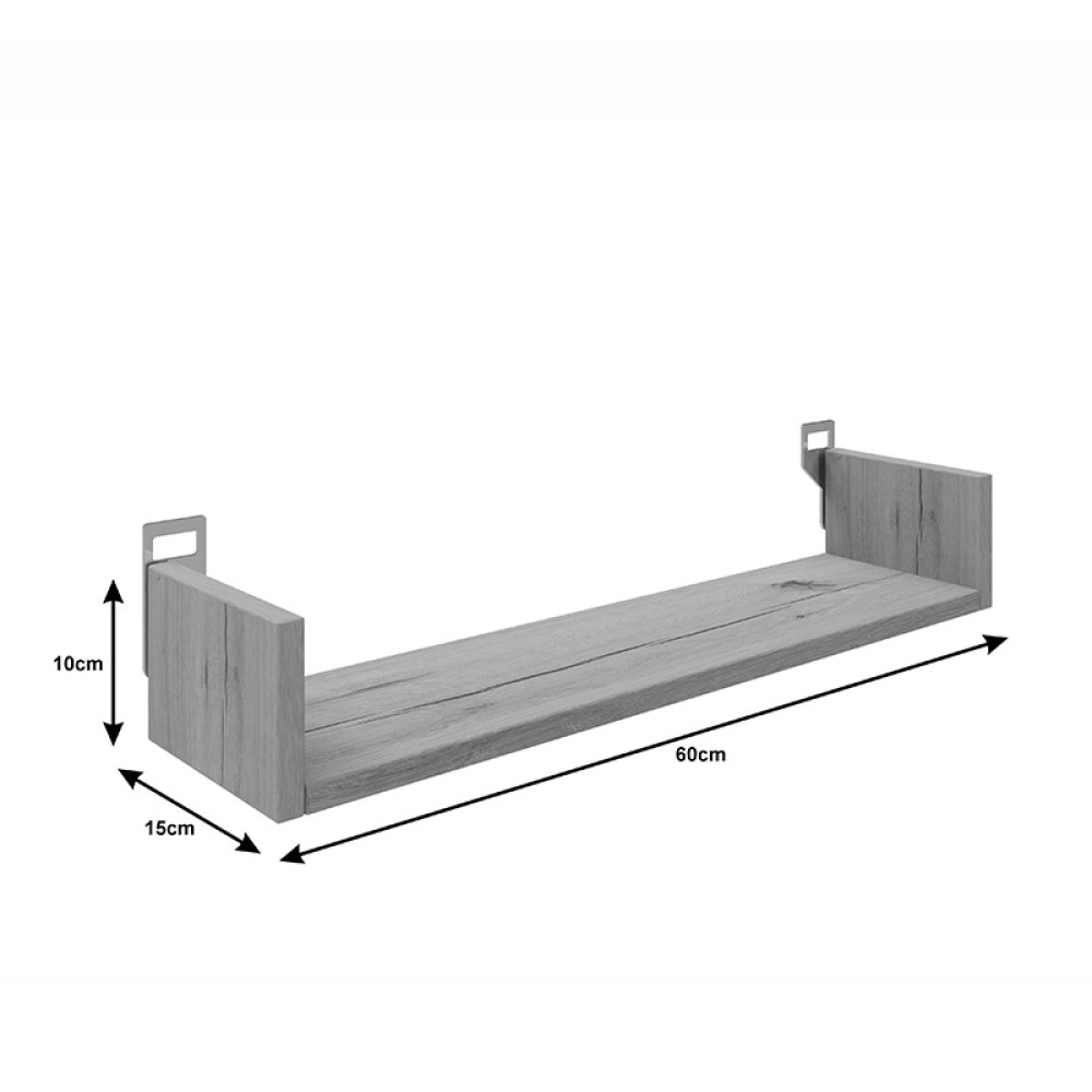 Ραφιέρα τοίχου Derva pakoworld σε oak απόχρωση 60x15x10cm