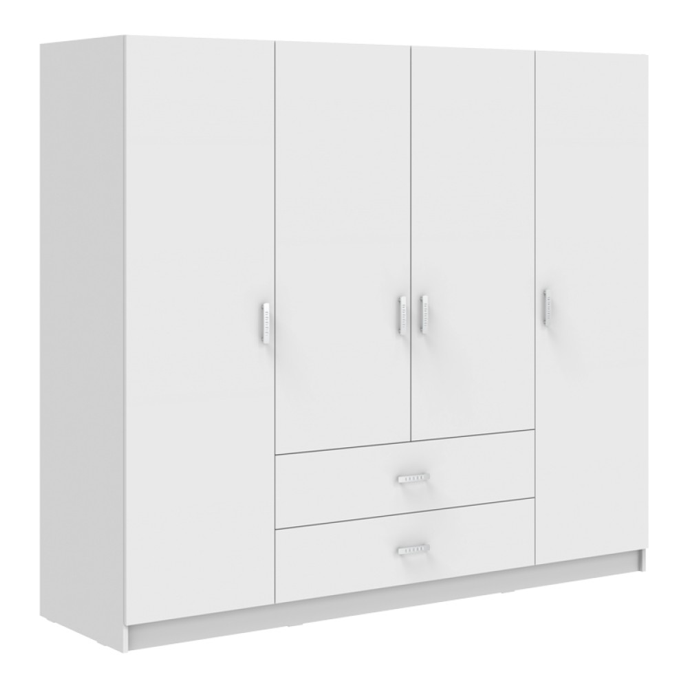 Ντουλάπα τετράφυλλη Royal pakoworld με συρτάρια λευκό 200x58x177εκ