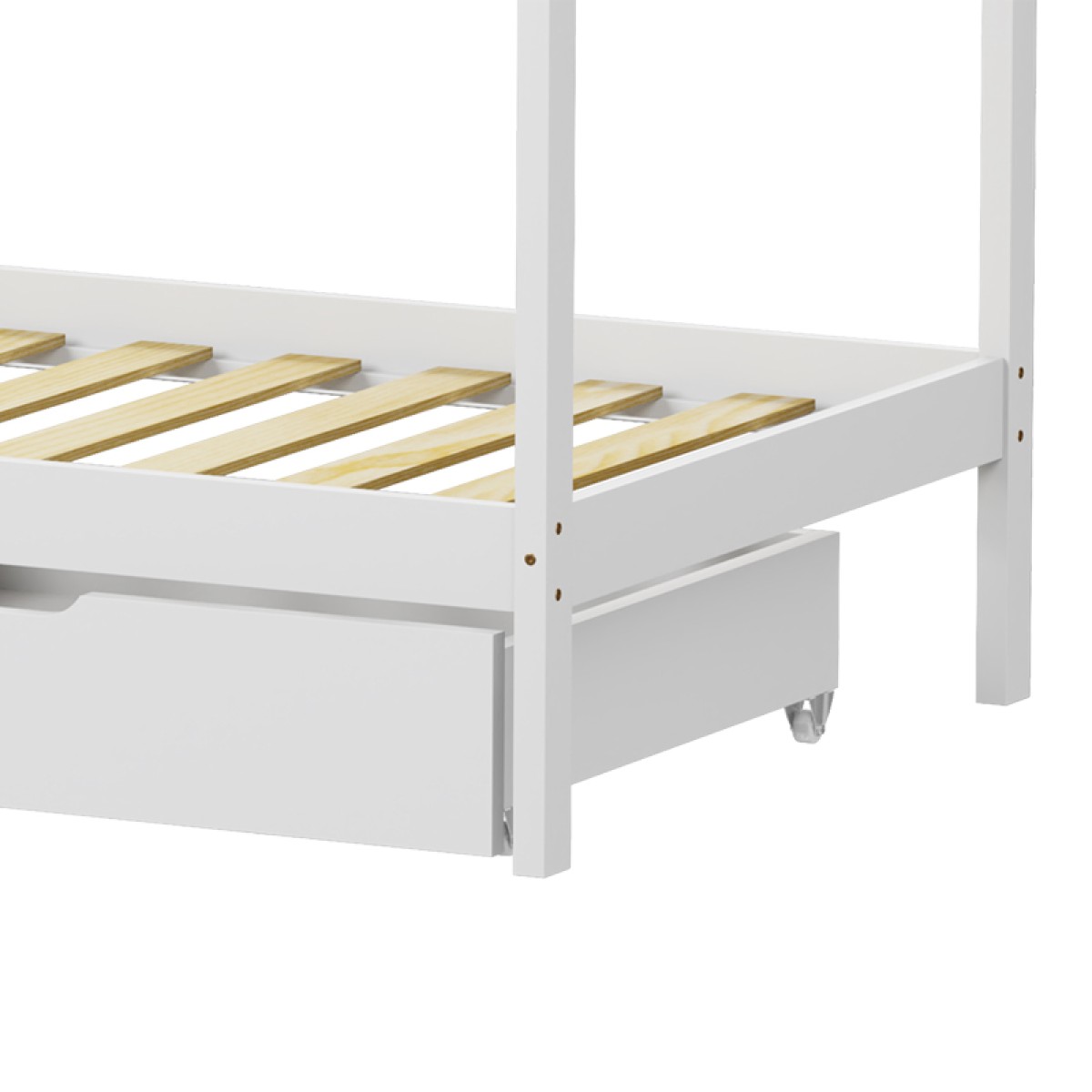 Παιδικό κρεβάτι Mellin τ.Montessori με 2 συρτάρια pakoworld ξύλο πεύκου σε λευκή απόχρωση 90x190εκ