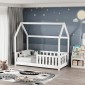 Παιδικό κρεβάτι Bambie με κιγκλίδωμα τ.Montessori pakoworld ξύλο πεύκου σε λευκή απόχρωση 70x140εκ