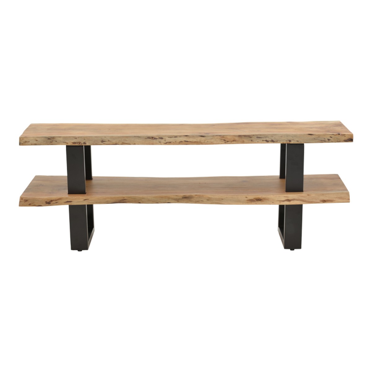 Έπιπλο τηλεόρασης Fuji pakoworld μασίφ ξύλο ακακίας σε φυσική απόχρωση με μαύρα μεταλλικά πόδια 140x40x52εκ