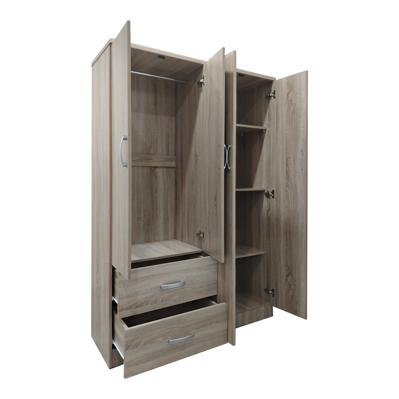 Ντουλάπα τετράφυλλη με 2 συρτάρια Lego pakoworld σε sonoma απόχρωση 120.5x42x181εκ