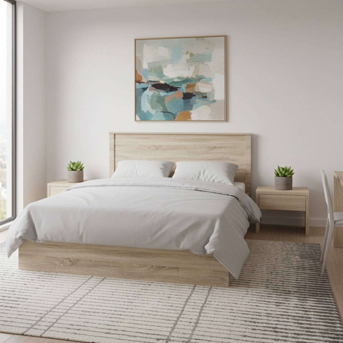 Κρεβάτι Athos pakoworld σε sonoma απόχρωση 160x200εκ