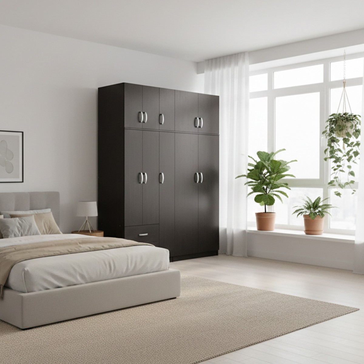 Ντουλάπα πεντάφυλλη με πατάρι Lego I pakoworld wenge 170x42x240εκ