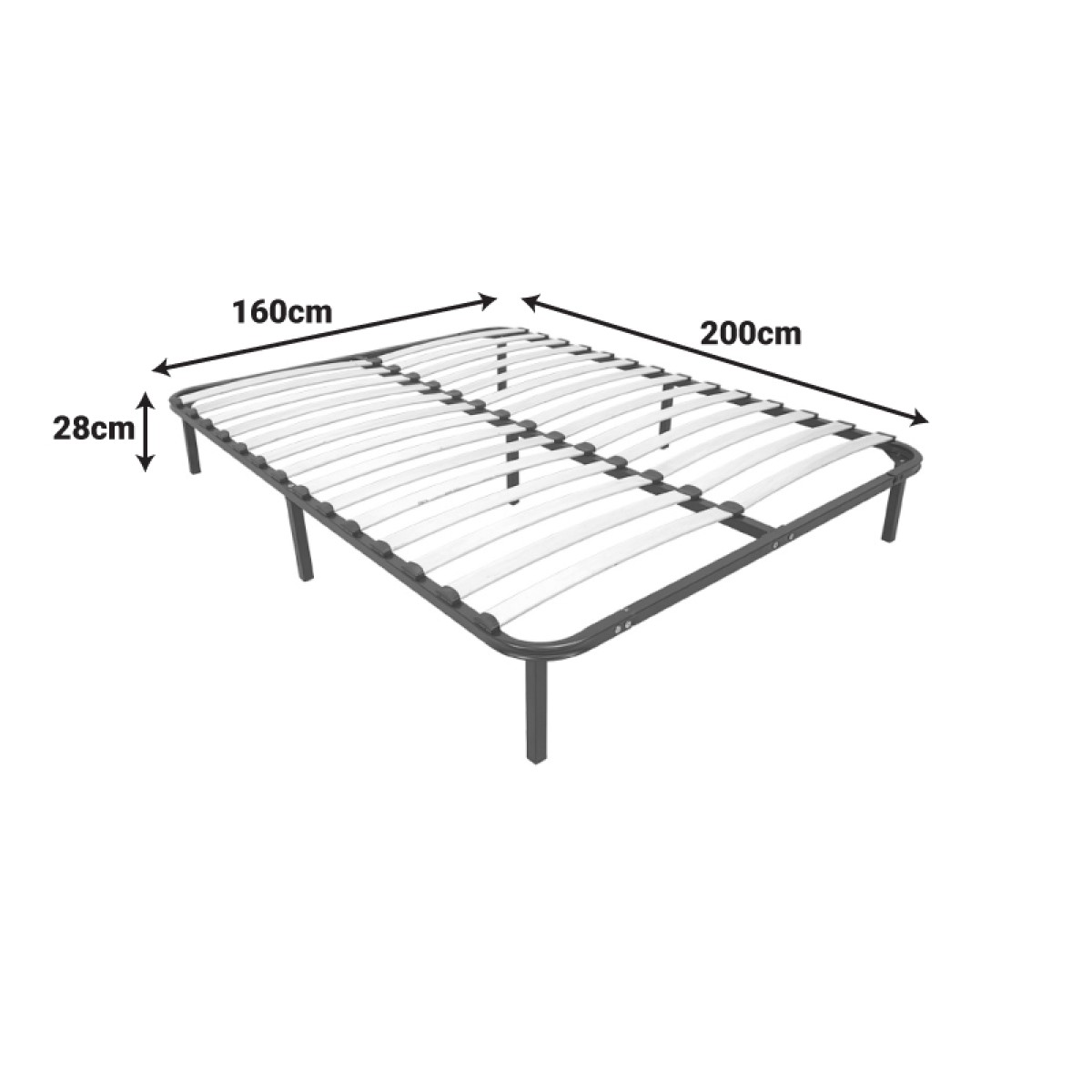 Κρεβάτι-υπόστρωμα Amaso pakoworld μεταλλικό μαύρο 160x200x28εκ