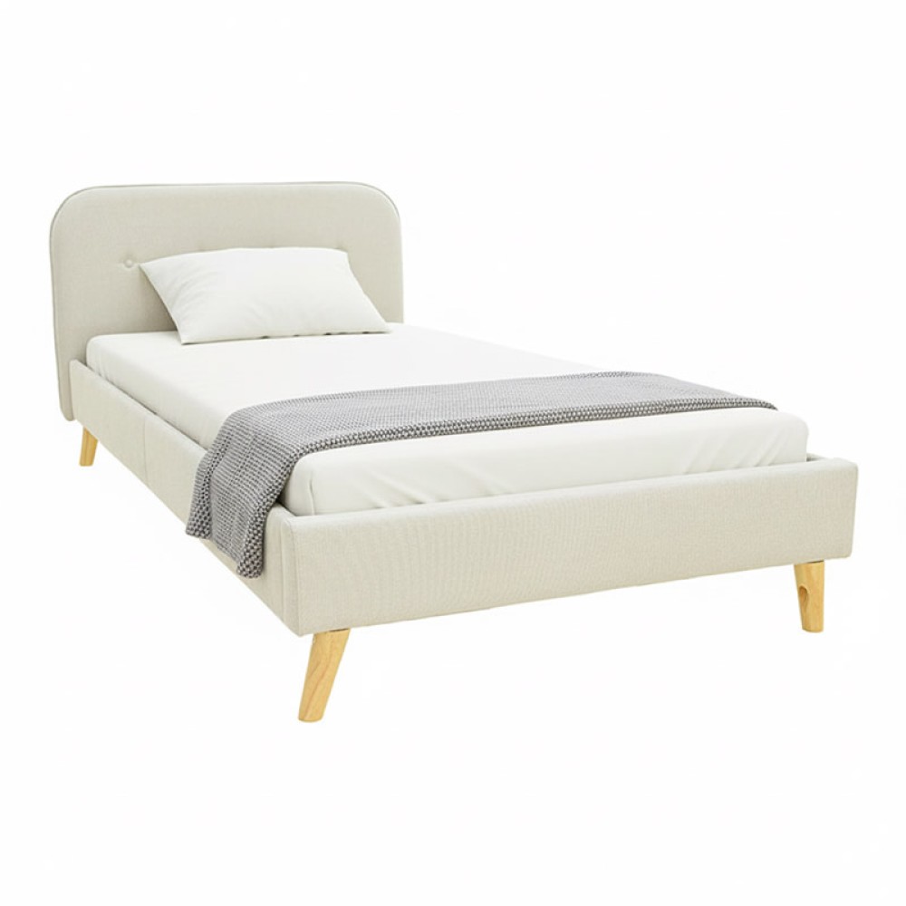 Κρεβάτι LumiLux pakoworld ύφασμα σε μπεζ απόχρωση 100x200εκ