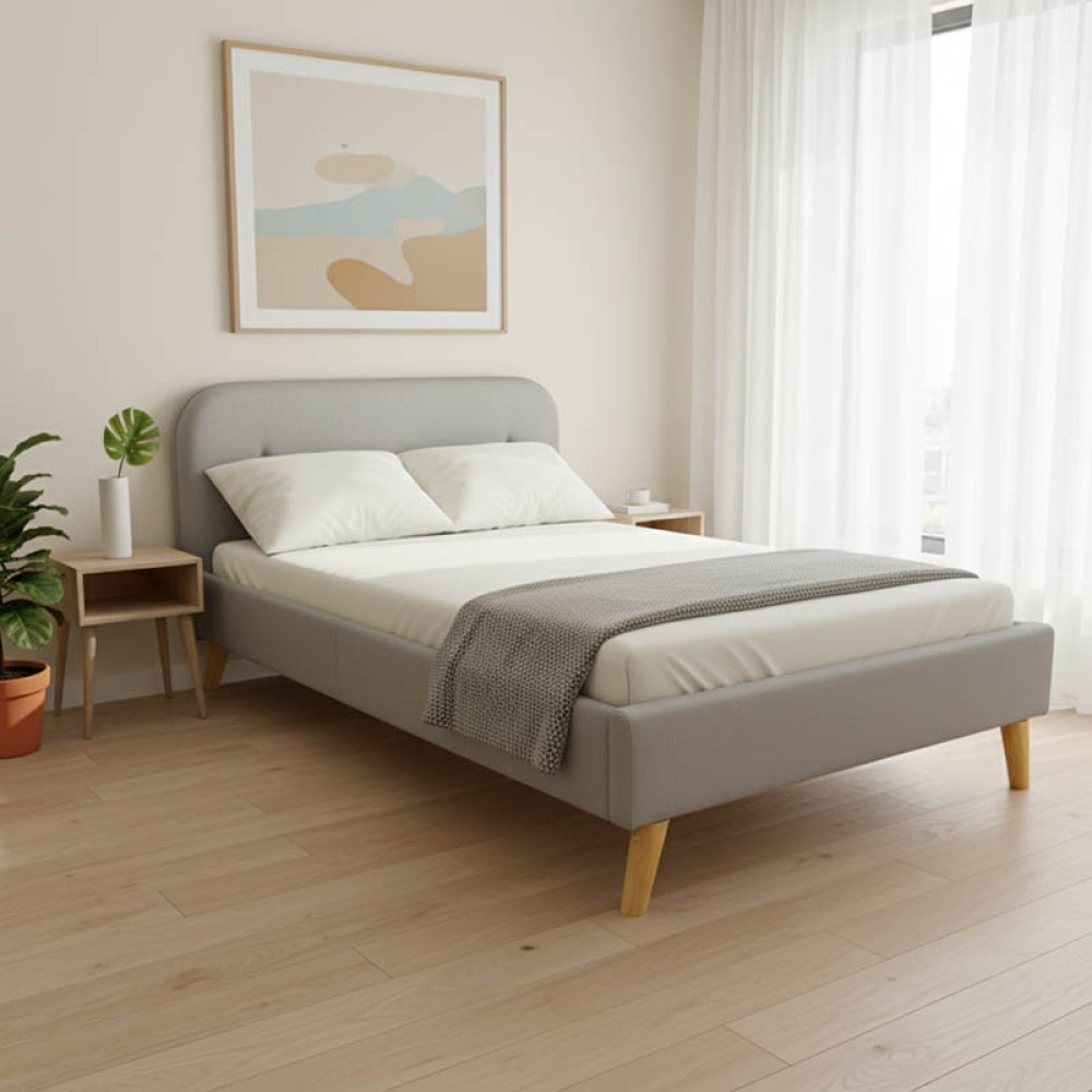 Κρεβάτι LumiLux pakoworld ύφασμα σε γκρι απόχρωση 160x200εκ