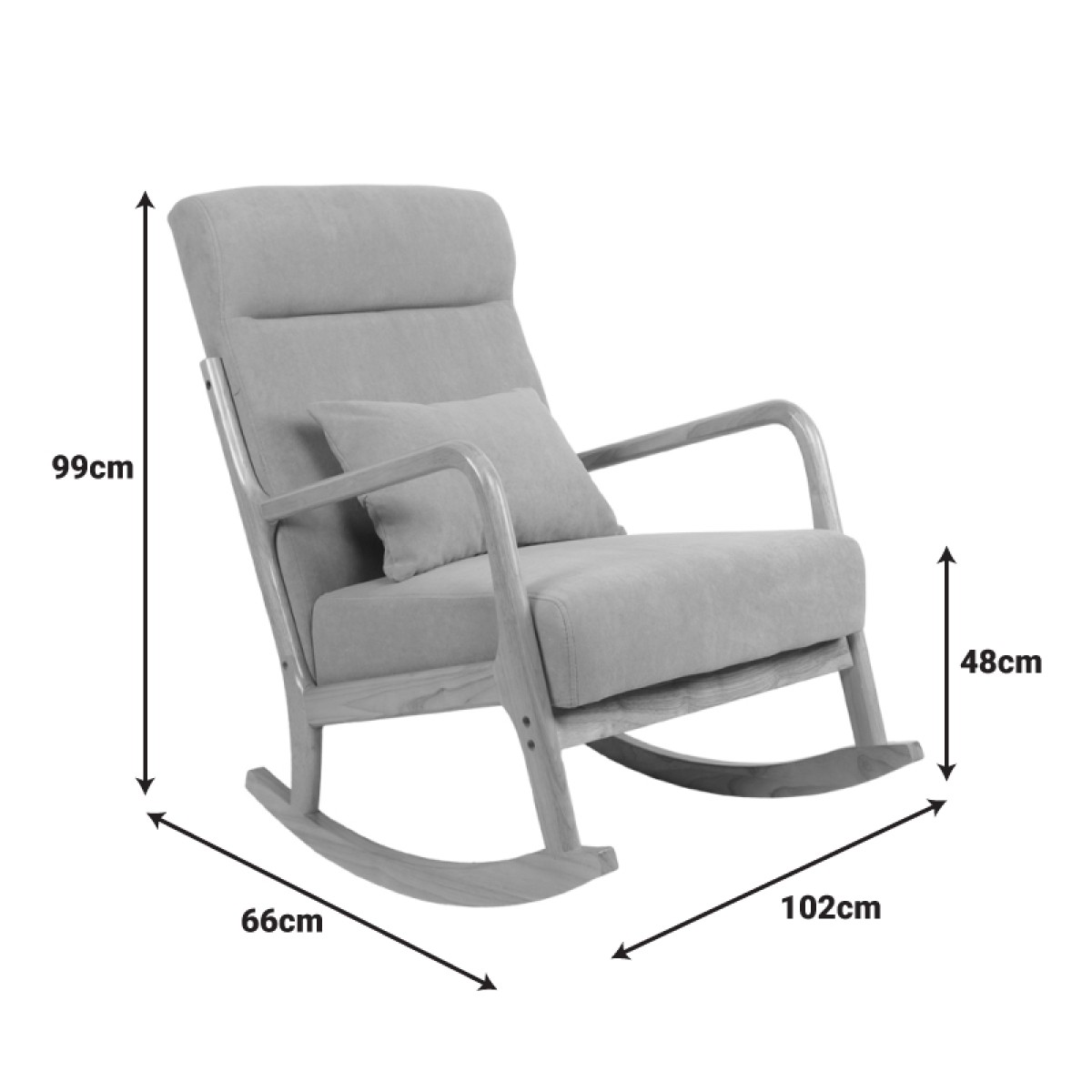 Κουνιστή πολυθρόνα Edeldy pakoworld γκρι-μπεζ ύφασμα με πόδι σε φυσική απόχρωση 102x66x99εκ