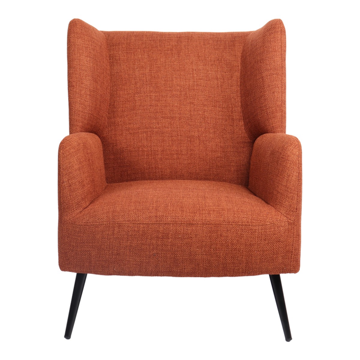 Πολυθρόνα Mareta pakoworld terracotta ύφασμα με πόδι σε μαύρη απόχρωση 83x80x99εκ