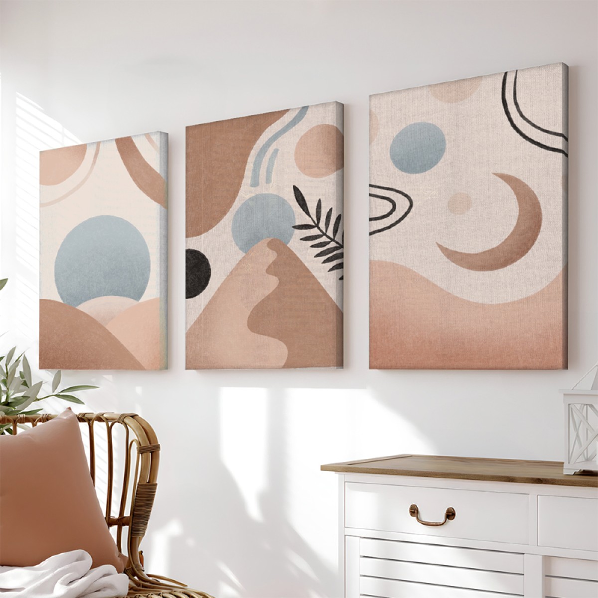 Πίνακας σε καμβά Leberto pakoworld τρίπτυχος με ψηφιακή εκτύπωση και πλαίσιο 50x2x70εκ