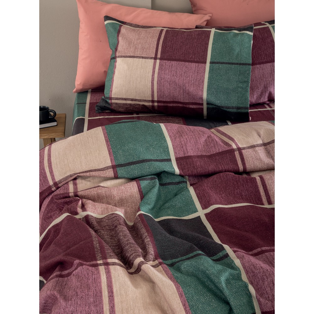Σετ Μονά Σεντόνια Flannel Beauty 170x265 FB0237 Με Λάστιχο