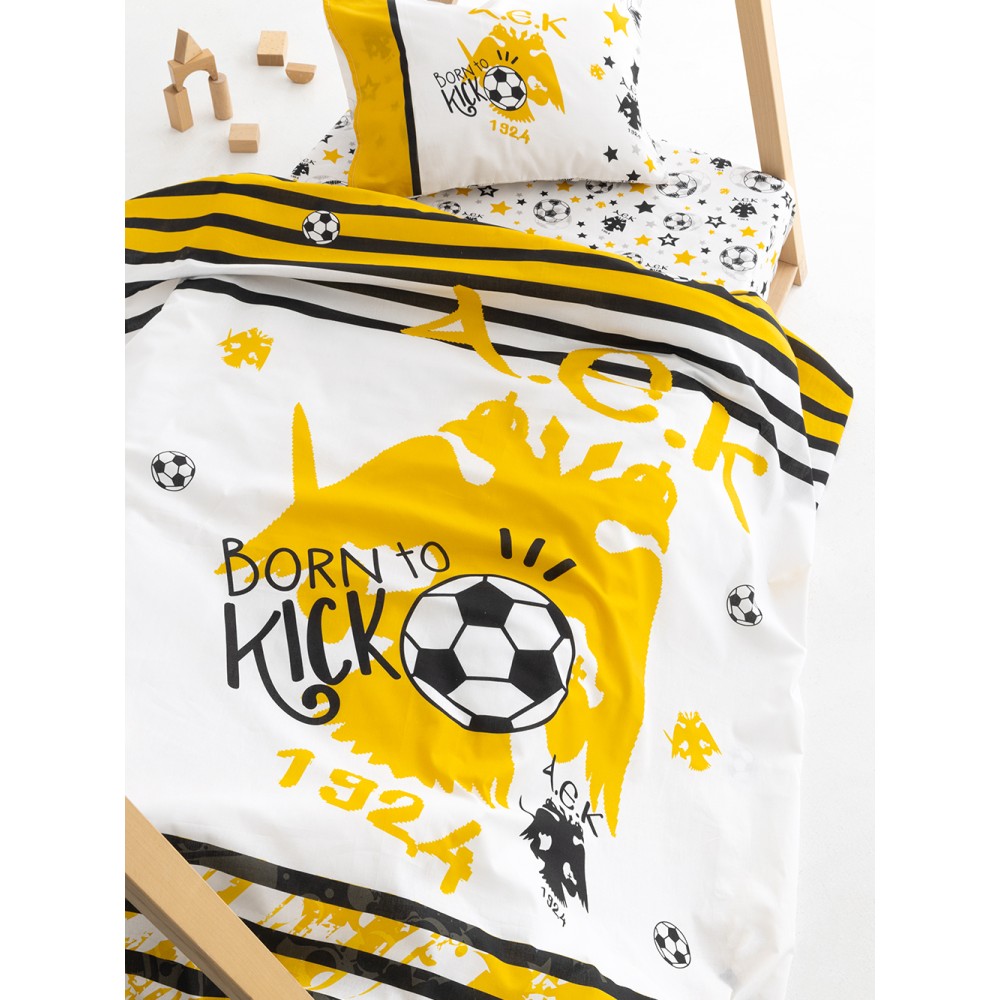 Σετ Σεντόνια Κούνιας Aek 1924 130x170 Aek8 Με Λάστιχο