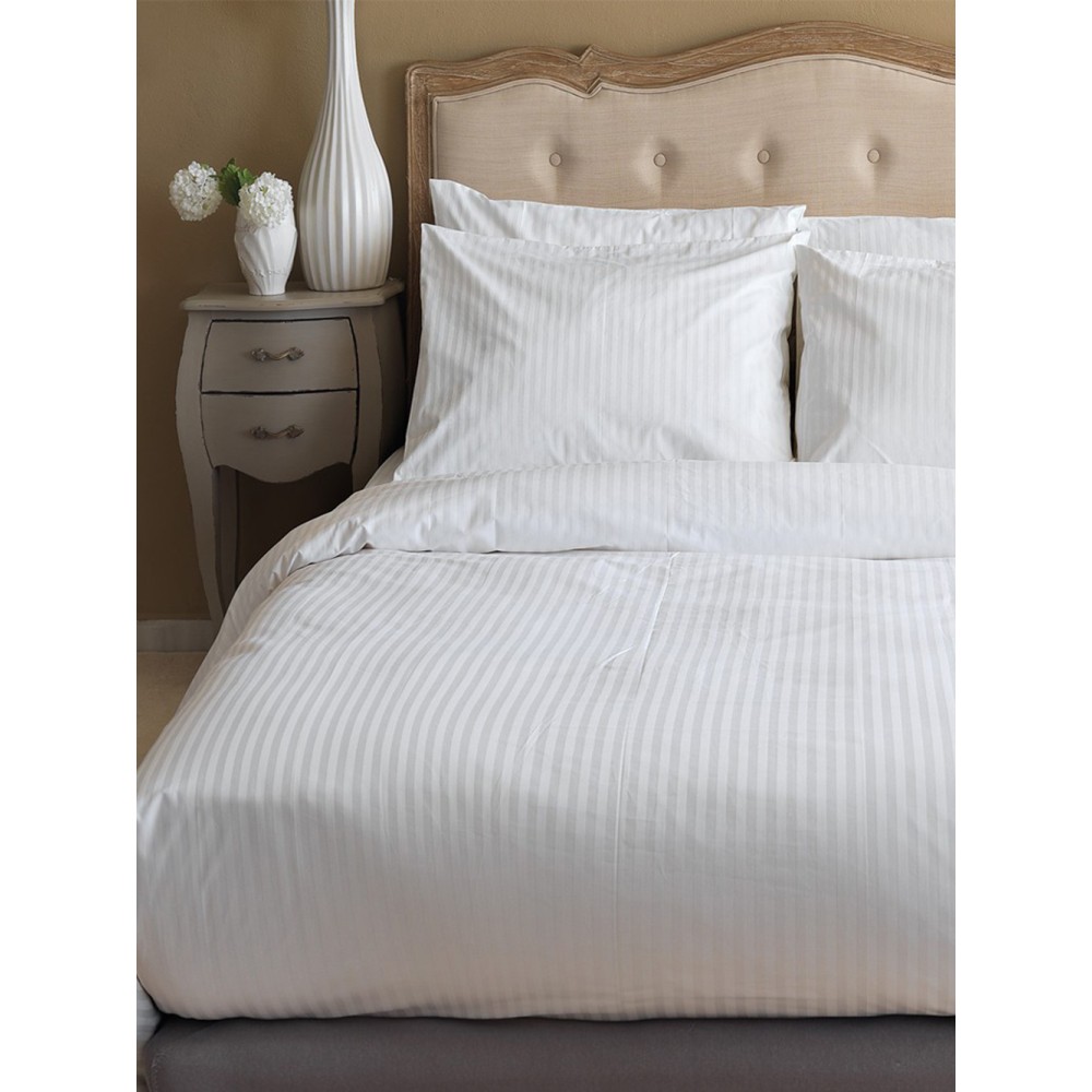 Σεντόνι White Comfort 180TC 160x270 WHITE STRIPES