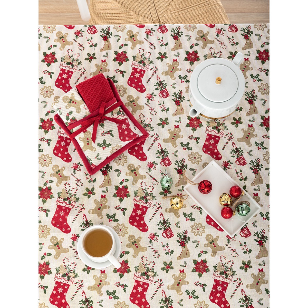 Σετ 2 Πετσέτες Κουζίνας 40x70 με πιάστρα Christmas Collection CC102