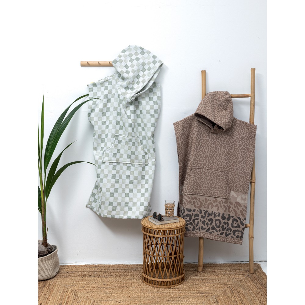 Poncho Θαλάσσης με κουκούλα LEOPARD BROWN Large - X-Large