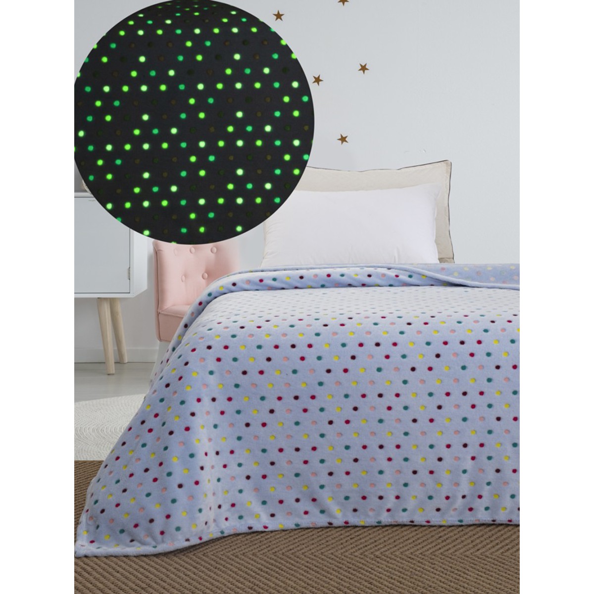 Κουβέρτα Fleece Μονή Φωσφοριζέ 160x220 BUBBLE