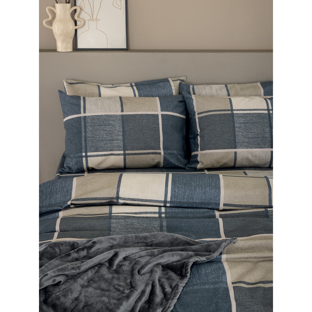 Σετ Παπλωματοθήκη Υπέρδιπλη Flannel Beauty 240x250 FB0236