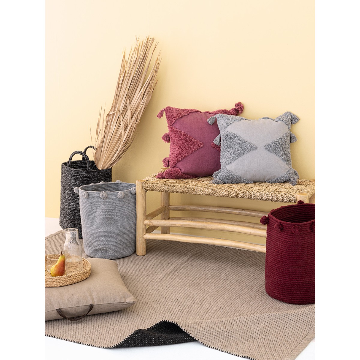Διακοσμητικο Καλάθι Με Χερουλια Home Décor 30x40 FOUNTAIN BORDEAUX