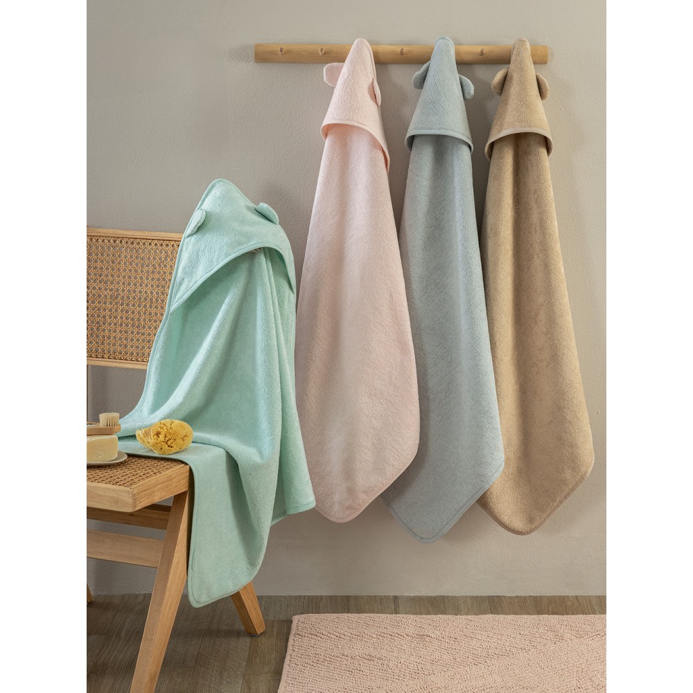 Σετ Μπουρνουζοπετσέτες Με Κουκούλα Baby Bath 75x75 ROBIN (2) BEIGE